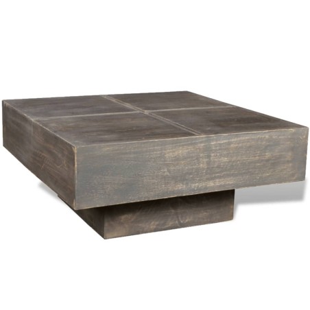 vidaXL Mesa de centro cuadrada de madera maciza de mango marrón 