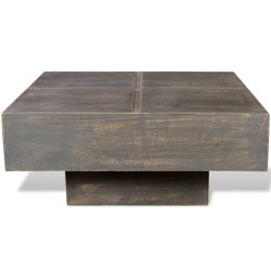 vidaXL Mesa de centro cuadrada de madera maciza de mango marrón 