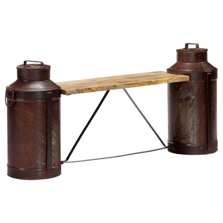 vidaXL Banco con cántaros de leche madera maciza de mango 150x33x64 cm