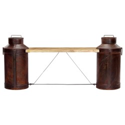 vidaXL Banco con cántaros de leche madera maciza de mango 150x33x64 cm