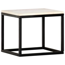 vidaXL Mesa de centro piedra real textura de mármol blanco 40x40x35 cm