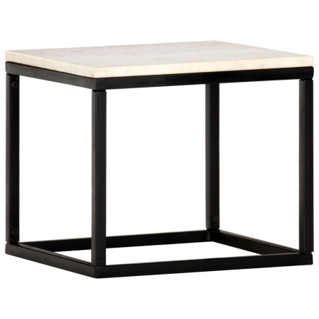 vidaXL Mesa de centro piedra real textura de mármol blanco 40x40x35 cm