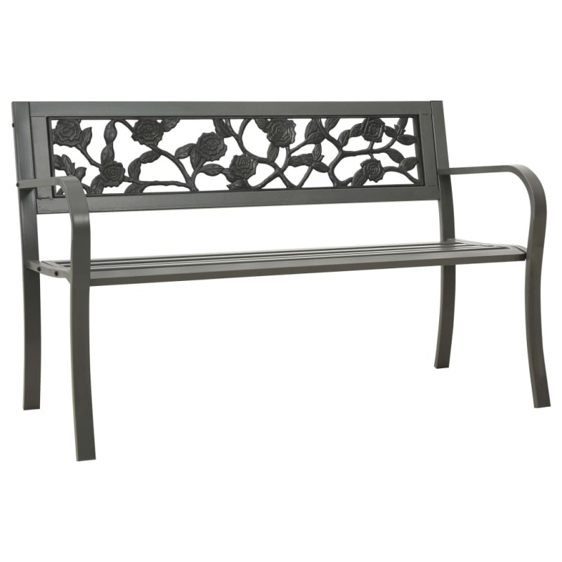 vidaXL Banco de jardín de acero gris 125 cm vidaXL Banco de jardín de acero gris 125 cm