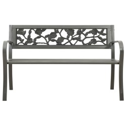 vidaXL Banco de jardín de acero gris 125 cm