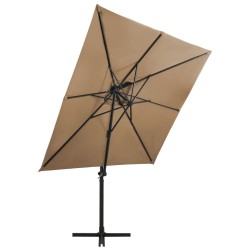 vidaXL Sombrilla voladiza con cubierta doble gris taupe 250x250 cm