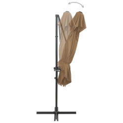 vidaXL Sombrilla voladiza con cubierta doble gris taupe 250x250 cm