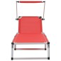 vidaXL Tumbonas plegables con techo 2 uds aluminio y textilene rojo