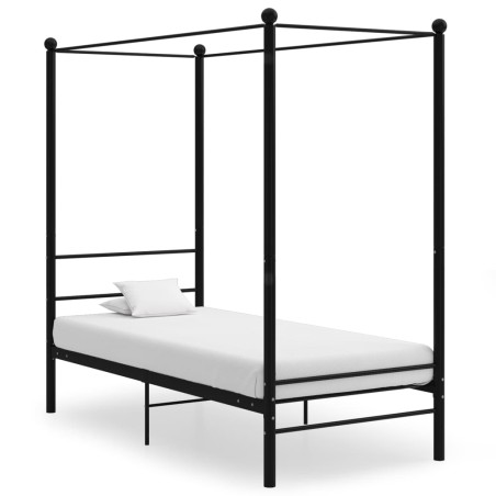 vidaXL Estructura de cama con dosel metal negro 100x200 cm