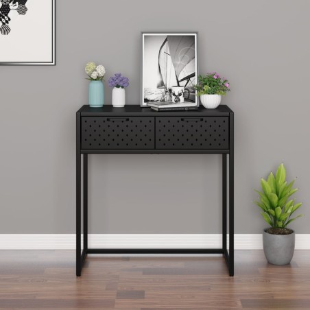 vidaXL Mesa consola de acero negra 72x35x75 cm