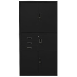 vidaXL Armario de oficina de acero negro 90x40x180 cm