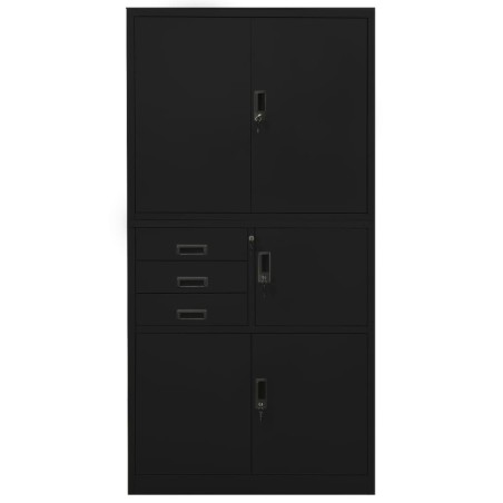 vidaXL Armario de oficina de acero negro 90x40x180 cm