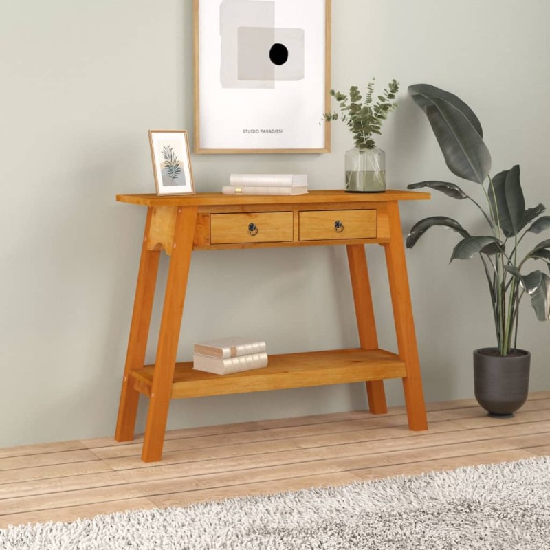 vidaXL Mesa consola con cajones madera maciza de caoba 90x30x75 cm vidaXL Mesa consola con cajones madera maciza de caoba 90x30x75 cm