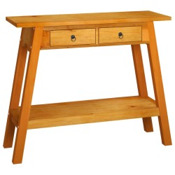 vidaXL Mesa consola con cajones madera maciza de caoba 90x30x75 cm