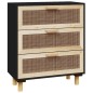vidaXL Aparador negro madera pino maciza y ratán natural 60x30x70 cm vidaXL Aparador negro madera pino maciza y ratán natural 60x30x70 cm
