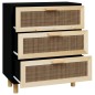 vidaXL Aparador negro madera pino maciza y ratán natural 60x30x70 cm vidaXL Aparador negro madera pino maciza y ratán natural 60x30x70 cm