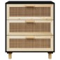 vidaXL Aparador negro madera pino maciza y ratán natural 60x30x70 cm vidaXL Aparador negro madera pino maciza y ratán natural 60x30x70 cm