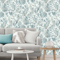DUTCH WALLCOVERINGS Papel pintado hojas y tucán azul