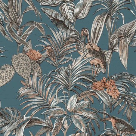 DUTCH WALLCOVERINGS Papel de pared Bird-of-Paradise azul