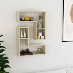 vidaXL Estantes de pared 2 uds contrachapado roble Sonoma 50x15x50 cm