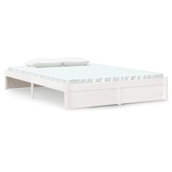 vidaXL Estructura de cama matrimonio madera maciza blanca 135x190 cm