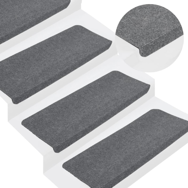 vidaXL Alfombrilla autoadhesiva de escalera 15 uds gris 65x24,5x3,5 cm vidaXL Alfombrilla autoadhesiva de escalera 15 uds gris 65x24,5x3,5 cm