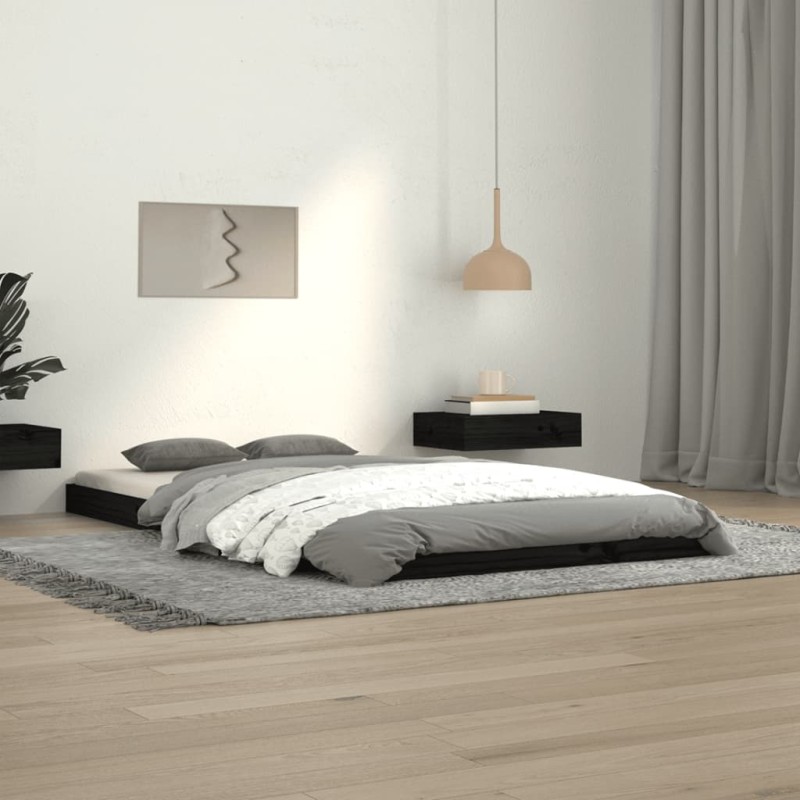 vidaXL Estructura de cama madera maciza de pino negro 100x200 cm vidaXL Estructura de cama madera maciza de pino negro 100x200 cm