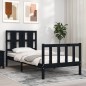vidaXL Estructura de cama con cabecero madera maciza negro 90x190 cm vidaXL Estructura de cama con cabecero madera maciza negro 90x190 cm