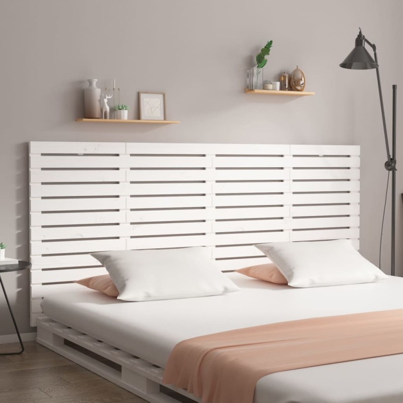 vidaXL Cabecero cama de pared madera maciza pino blanco 156x3x91,5 cm vidaXL Cabecero cama de pared madera maciza pino blanco 156x3x91,5 cm