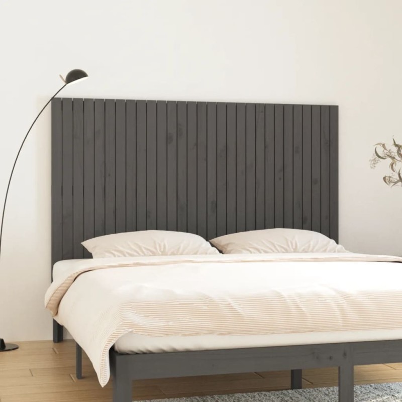 vidaXL Cabecero de cama de pared madera maciza pino gris 185x3x110 cm vidaXL Cabecero de cama de pared madera maciza pino gris 185x3x110 cm