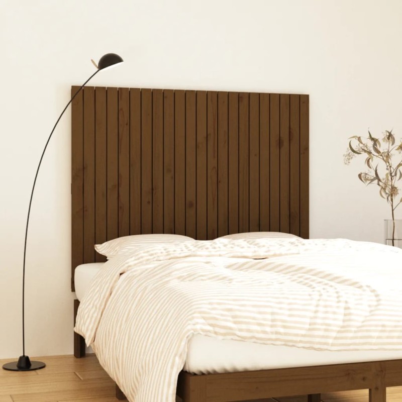 vidaXL Cabecero cama pared madera maciza pino marrón miel 140x3x110 cm vidaXL Cabecero cama pared madera maciza pino marrón miel 140x3x110 cm