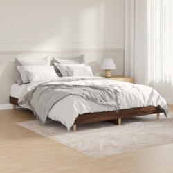 vidaXL Estructura de cama madera contrachapada marrón roble 140x190 cm
