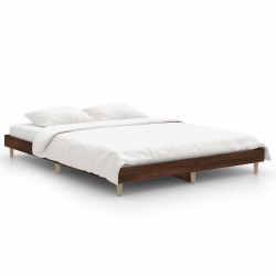 vidaXL Estructura de cama madera contrachapada marrón roble 140x190 cm