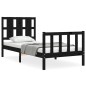 vidaXL Estructura de cama con cabecero madera maciza negro 90x190 cm vidaXL Estructura de cama con cabecero madera maciza negro 90x190 cm