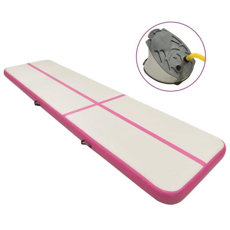 vidaXL Esterilla inflable de gimnasia con bomba PVC rosa 700x100x15 cm vidaXL Esterilla inflable de gimnasia con bomba PVC rosa 700x100x15 cm