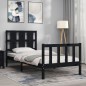vidaXL Estructura de cama con cabecero madera maciza negro 90x190 cm vidaXL Estructura de cama con cabecero madera maciza negro 90x190 cm