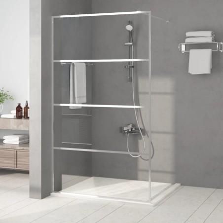 vidaXL Mampara de ducha vidrio ESG transparente plateado 115x195 cm
