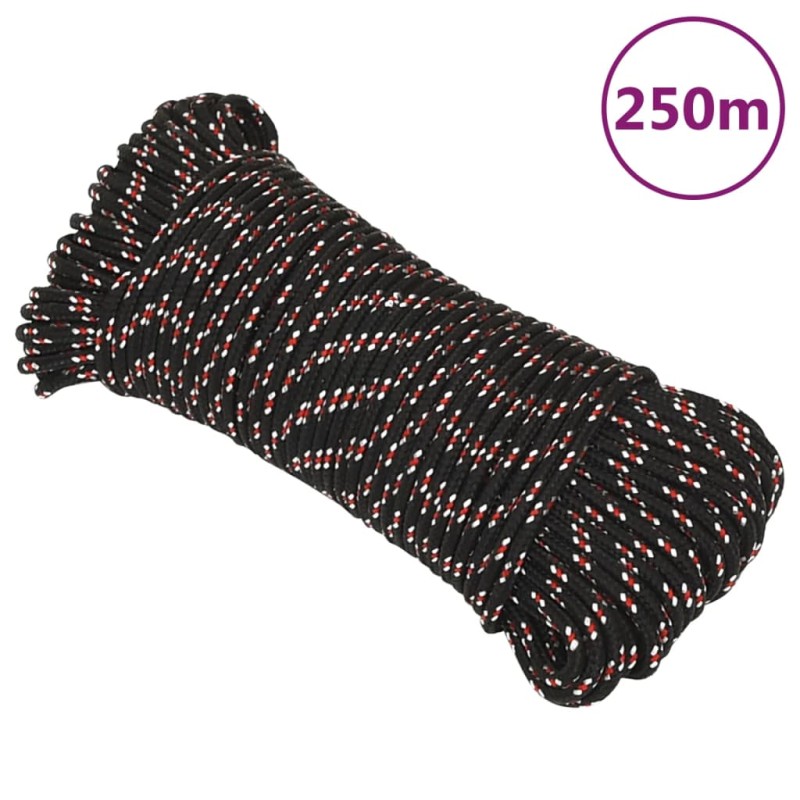 vidaXL Cuerda de barco polipropileno negra 4 mm 250 m vidaXL Cuerda de barco polipropileno negra 4 mm 250 m