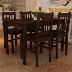 vidaXL Mesa de comedor y 4 sillas madera marrón
