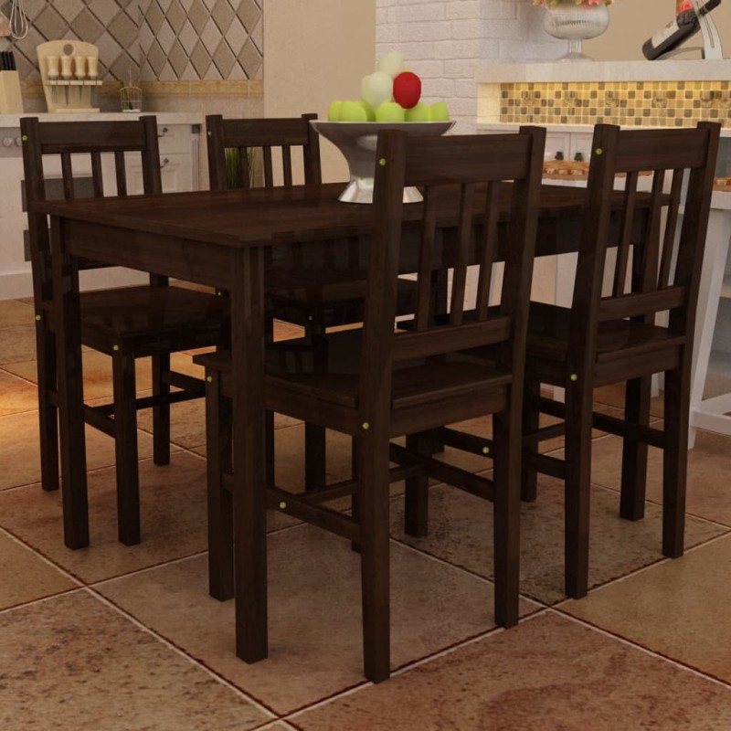 vidaXL Mesa de comedor y 4 sillas madera marrón vidaXL Mesa de comedor y 4 sillas madera marrón