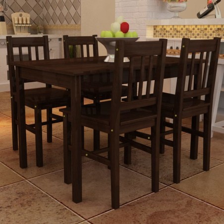 vidaXL Mesa de comedor y 4 sillas madera marrón