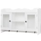 vidaXL Armario de pared estante expositor vidrio MDF blanco libros/DVD