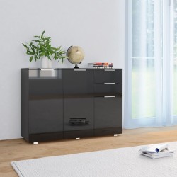 vidaXL Aparador negro brillante 107x35x80,5 cm