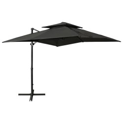 vidaXL Sombrilla voladiza con tapa doble gris antracita 250x250 cm