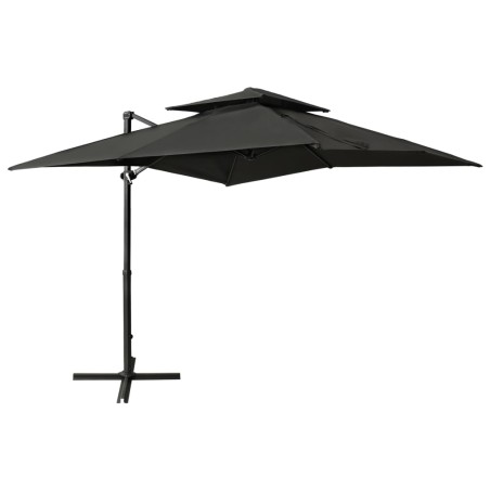vidaXL Sombrilla voladiza con tapa doble gris antracita 250x250 cm
