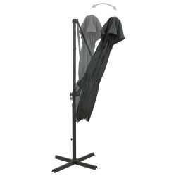 vidaXL Sombrilla voladiza con tapa doble gris antracita 250x250 cm