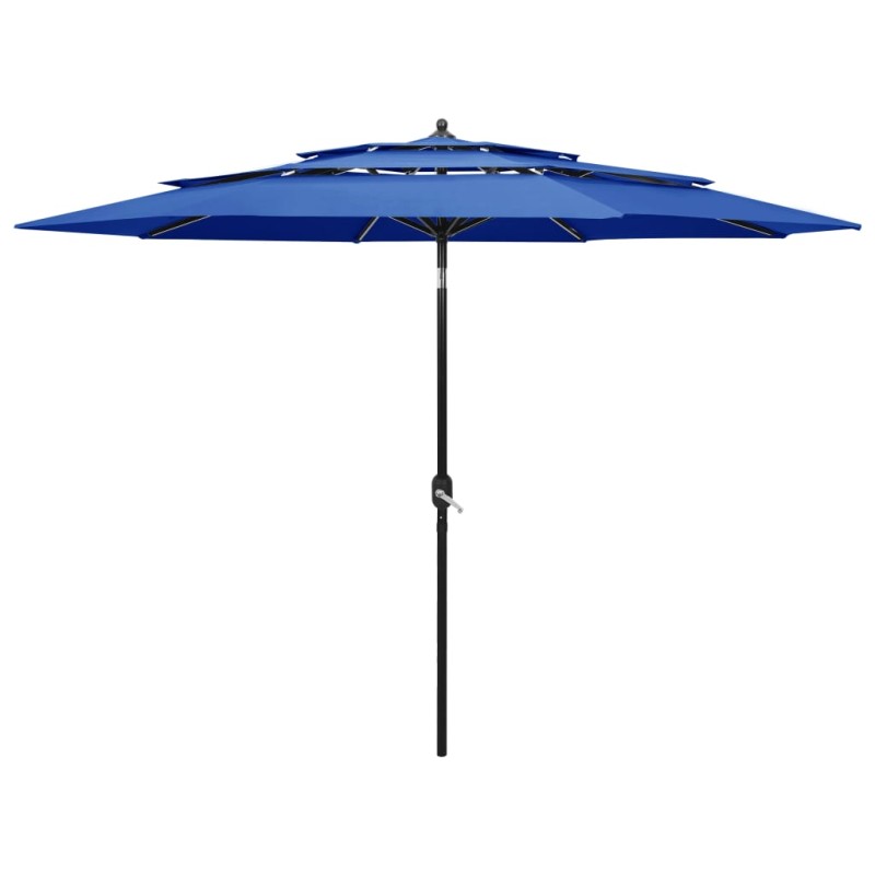vidaXL Sombrilla de 3 niveles con poste de aluminio azul 3 m vidaXL Sombrilla de 3 niveles con poste de aluminio azul 3 m