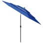 vidaXL Sombrilla de 3 niveles con poste de aluminio azul 3 m vidaXL Sombrilla de 3 niveles con poste de aluminio azul 3 m
