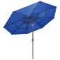 vidaXL Sombrilla de 3 niveles con poste de aluminio azul 3 m vidaXL Sombrilla de 3 niveles con poste de aluminio azul 3 m