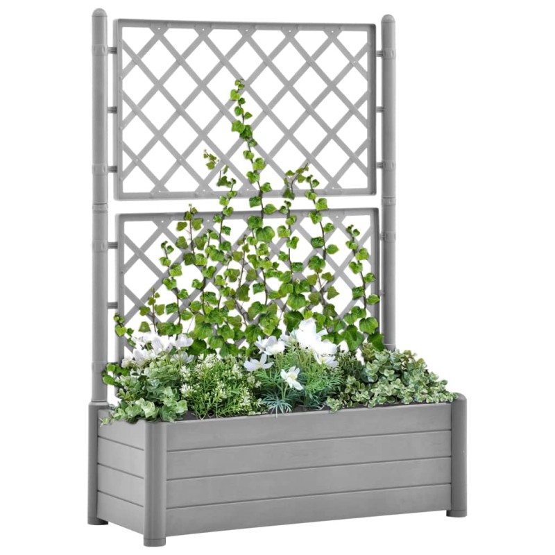 vidaXL Jardinera con enrejado PP gris piedra 100x43x142 cm vidaXL Jardinera con enrejado PP gris piedra 100x43x142 cm