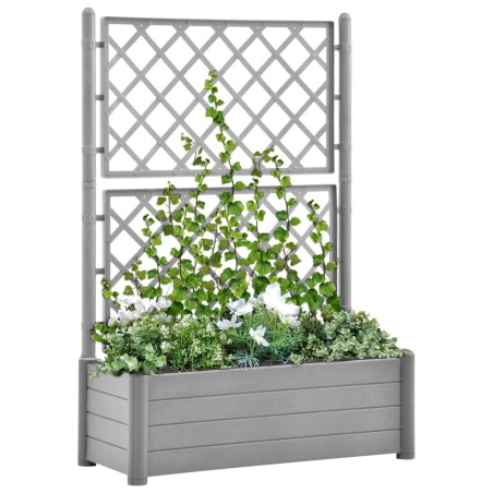 vidaXL Jardinera con enrejado PP gris piedra 100x43x142 cm 
